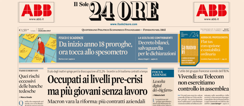 Le prime pagine di venerdì 1 settembre 2017