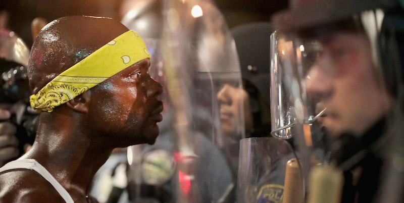 Un momento delle proteste a St. Louis, Missouri, il 16 settembre 2017 (Scott Olson/Getty Images)