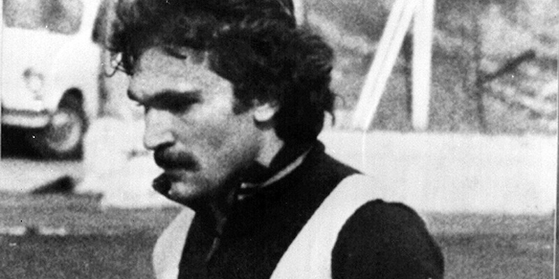 Renato Curi fotografato durante il suo ultimo allenamento con il Perugia, nel 1977 (ANSA)
