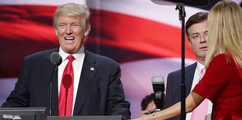 Donald Trump, Paul Manafort e Ivanka Trump durante la convention del Partito Repubblicano del luglio 2016 a Cleveland. (Chip Somodevilla/Getty Images)