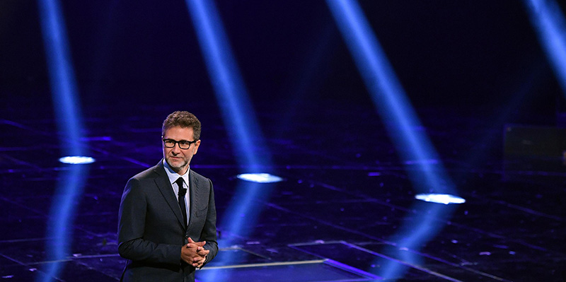 Fabio Fazio in studio, 24 settembre 2017 (ANSA/ DANIEL DAL ZENNARO)