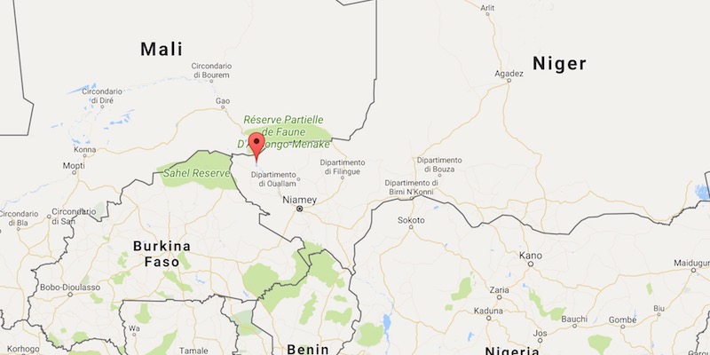La posizione di Ayourou, vicino al confine tra Niger e Mali