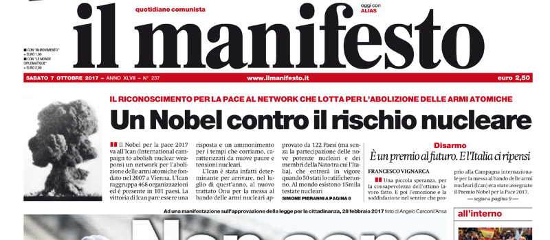 Le prime pagine di sabato 7 ottobre 2017