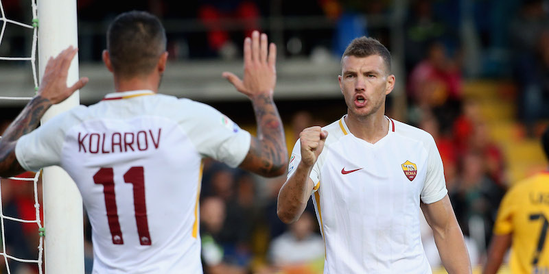 Edin Dzeko e Aleksandar Kolarov in Benevento-Roma (Maurizio Lagana/Getty Images)