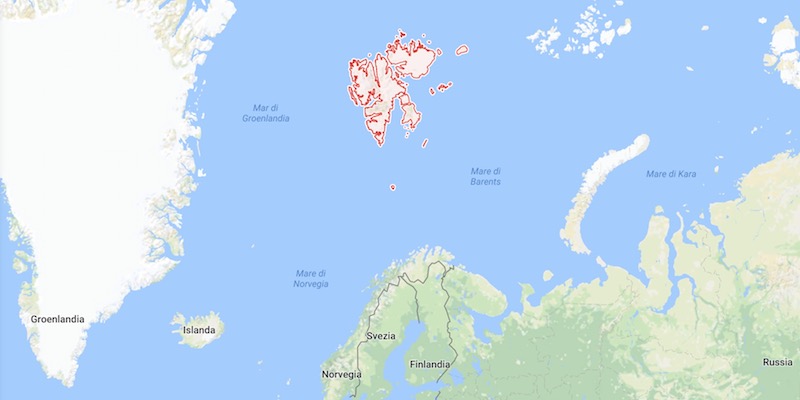 La posizione delle isole Svalbard