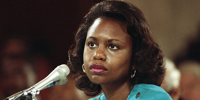 Anita Hill durante la sua testimonianza sotto giuramento, ottobre 1991
(AP Photo)