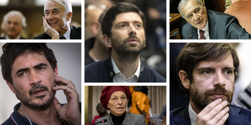 Da sinistra in senso orario: Giuliano Pisapia (Campo Progressista), Roberto Speranza (MDP), Pietro Grasso (presidente del Senato), Nicola Fratoianni (Sinistra Italiana), Emma Bonino, Pippo Civati (Possibile)