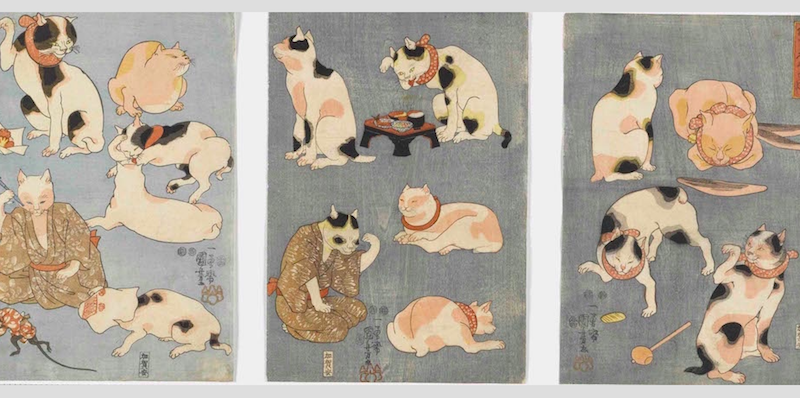 Utagawa Kuniyoshi
Proverbi illustrati [con i gatti] (Tatoe zukushi
no uchi)
1852
silografia policroma (nishikie) 
(Masao Takashima Collection)