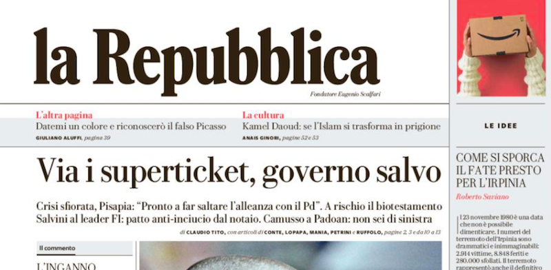 Le prime pagine di venerdì 24 novembre 2017