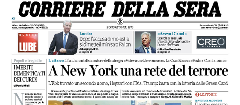 Le prime pagine di giovedì 2 novembre 2017