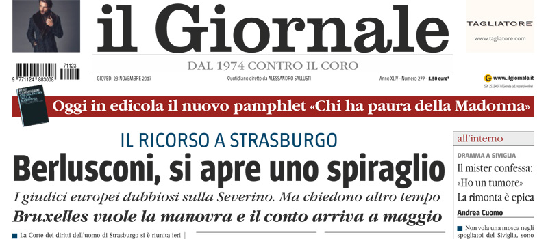 Le prime pagine di giovedì 23 novembre 2017