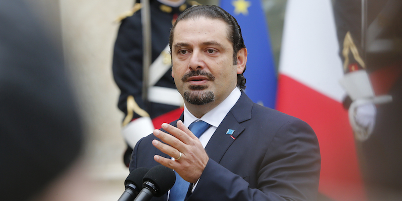 Il primo ministro libanese Saad Hariri durante una visita a Parigi nel 2014 (AP Photo/Jacques Brinon)