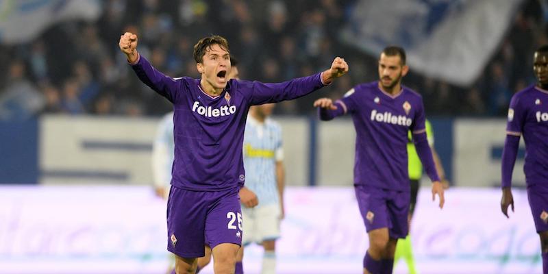 Federico Chiesa esulta dopo il gol del pareggio segnato in Spal-Fiorentina (LaPresse)