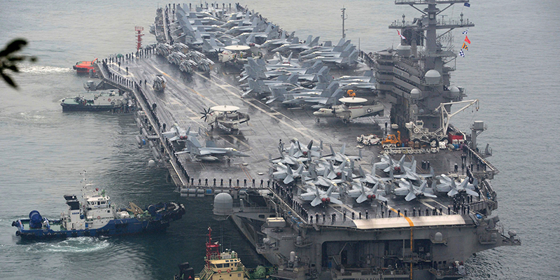 La USS Ronald Reagan (Ha Kyung-min/Newsis via AP)