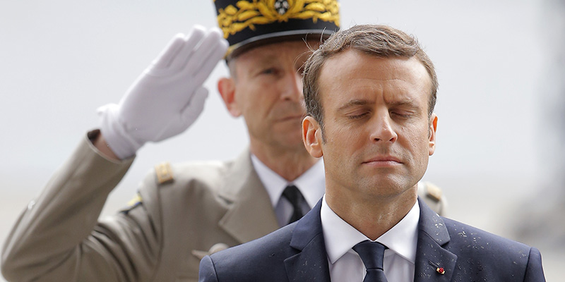 Emmanuel Macron all'Arc de Triomphe, Parigi, 14 maggio 2017
(AP Photo/Michel Euler, POOL)