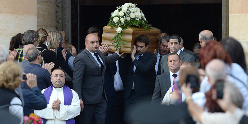 I funerali di Daphne Caruana Galizia, Mosta, 3 novembre 2017 (MATTHEW MIRABELLI/AFP/Getty Images)
