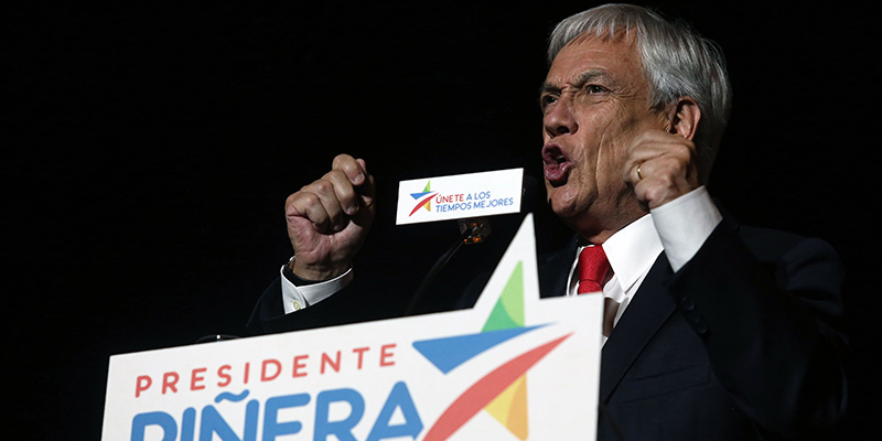 Sebastian Piñera dopo i risultati delle presidenziali, Santiago, 17 dicembre 2017
(CLAUDIO REYES/AFP/Getty Images)