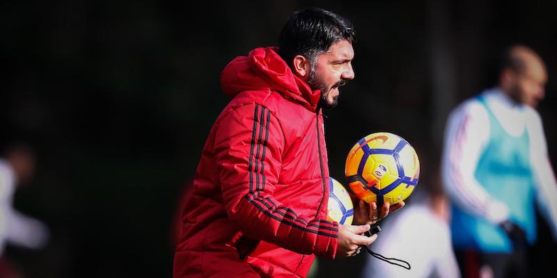 Gennaro Gattuso al suo primo allenamento con la prima squadra del Milan (LaPresse)