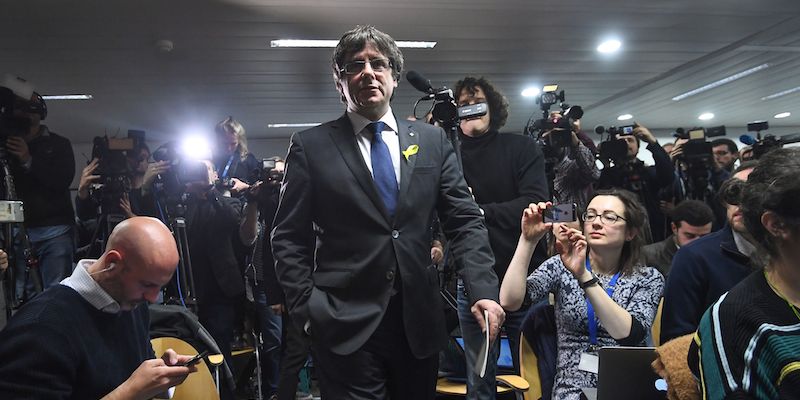 Carles Puigdemont a Bruxelles, 22 dicembre 2017
(EMMANUEL DUNAND/AFP/Getty Images)