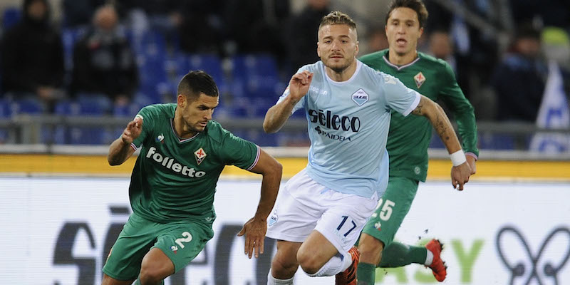 Ciro Immobile e Vincent Laurini durante Lazio-Fiorentina di Serie A (Marco Rosi/Getty Images)