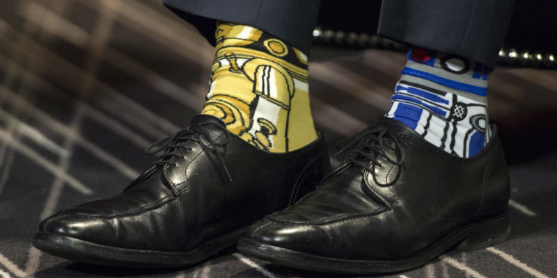 Le famose calze del primo ministro canadese Justin Trudeau (Paul Chiasson/The Canadian Press via AP)