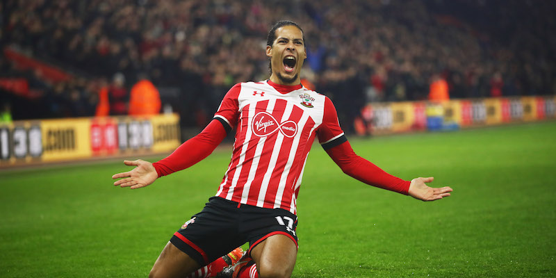 Virgil van Dijk dopo un gol segnato in Southampton-Tottenham nella passata stagione (Julian Finney/Getty Images)