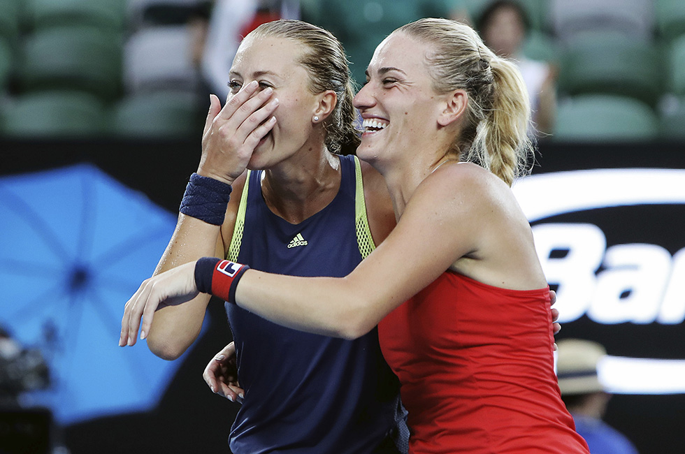 Kristina Mladenovic e Timea Babos
(Matthias Hauer/GEPA pictures/Sipa USA) *** US RIGHTS ONLY ***(Sipa via AP Images)