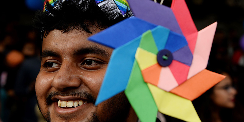 un partecipante al pride di Nuova Delhi, 12 novembre 2017.
(SAJJAD HUSSAIN/AFP/Getty Images)
