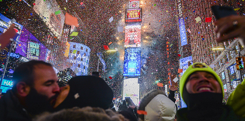 Times Square, a Manhattan, primo gennaio 2018 (AP Photo/Go Nakamura)