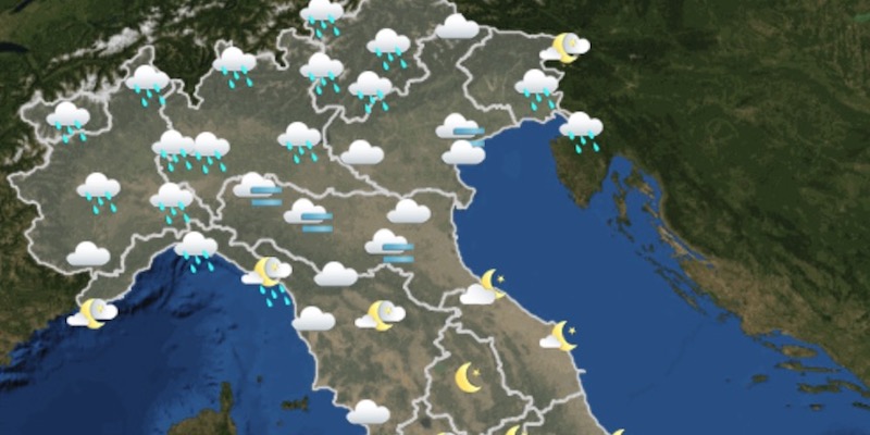 Il nord Italia nella sera del 6 gennaio 2018, previsioni (Servizio meteorologico dell'Aeronautica militare)