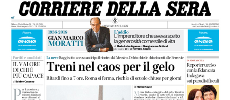 Le prime pagine di martedì 27 febbraio 2018