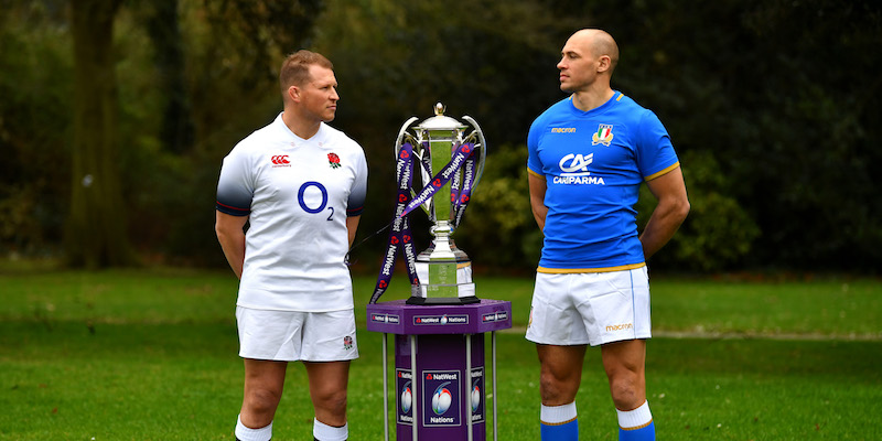 I capitani di Inghilterra e Italia, Dylan Hartley e Sergio Parisse, alla presentazione del Sei Nazioni 2018 (Dan Mullan/Getty Images)