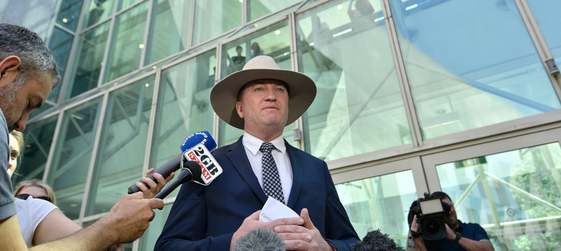 Barnaby Joyce durante una conferenza stampa a Canberra. (Michael Masters/Getty Images)