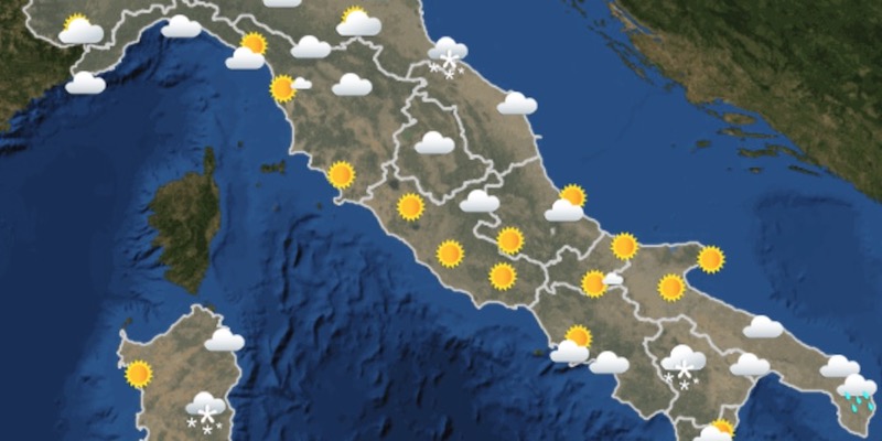 Le previsioni del tempo per la mattina di martedì 27 febbraio su parte dell'Italia (Servizio Meteorologico dell'Aeronautica Militare)