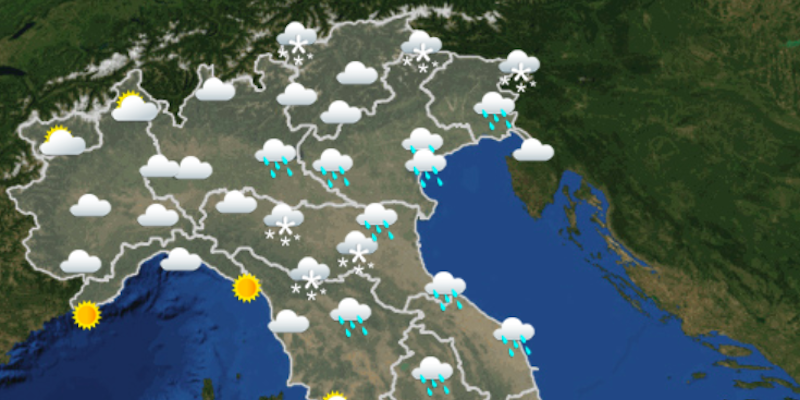 Le previsioni del tempo per lunedì 12 febbraio