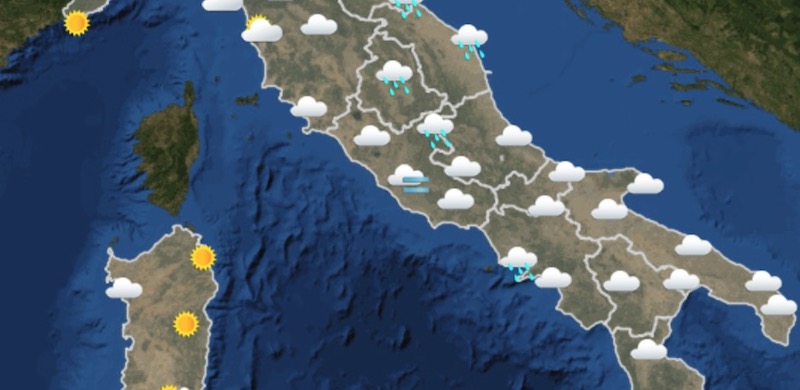 Le previsioni del tempo per il centro Italia relative al pomeriggio del 18 febbraio 2018 (Servizio Meteorologico dell'Aeronautica Militare)