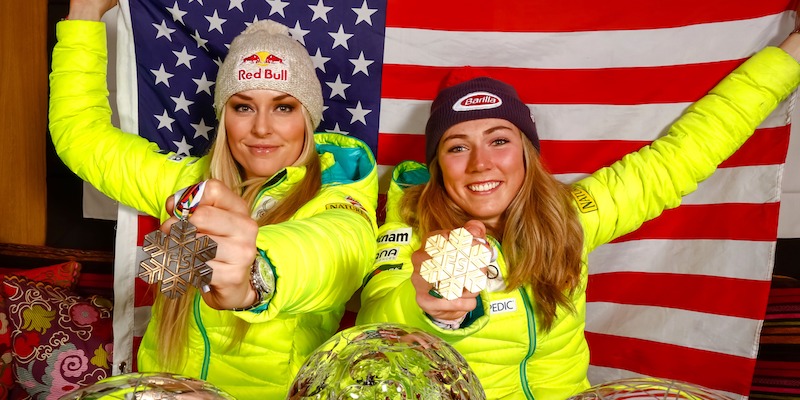 Le sciatrici statunitensi Lindsey Vonn e Mikaela Shiffrin (Alexis Boichard/Agence Zoom/Getty Images)
