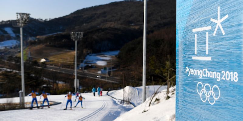 Atleti si allenano in una delle piste olimpiche di Jeongseon (JONATHAN NACKSTRAND/AFP/Getty Images)