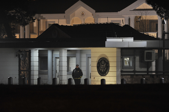 L'ambasciata statunitense a Podgorica, Montenegro,
il 22 febbraio
(SAVO PRELEVIC/AFP/Getty Images)