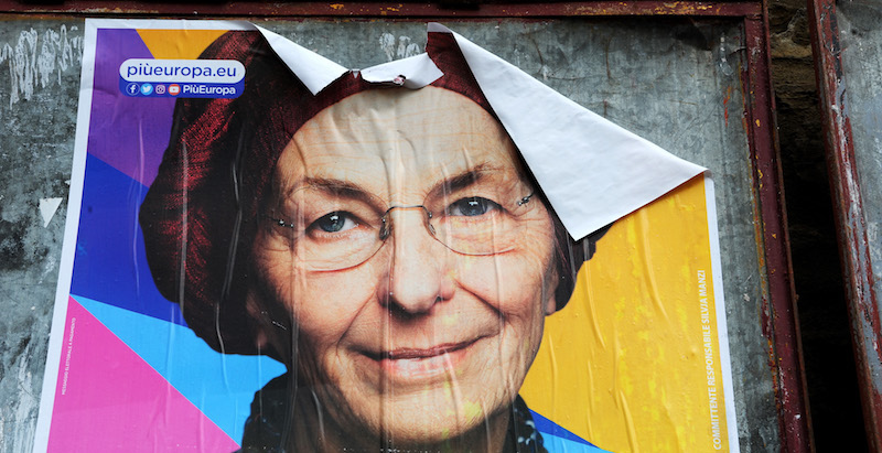 Emma Bonino su un manifesto elettorale di + Europa, Firenze, 4 marzo 2018
(Laura Lezza/Getty Images)