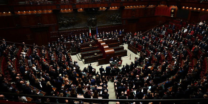 Una panoramica dell'aula della Camera dei Deputati durante la seduta di oggi (ANSA/ ETTORE FERRARI)