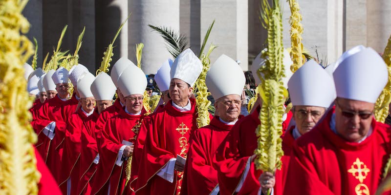 La Santa Messa in occasione della Domenica delle Palme in Piazza San Pietro, Città del Vaticano (LaPresse/Stefano Costantino)