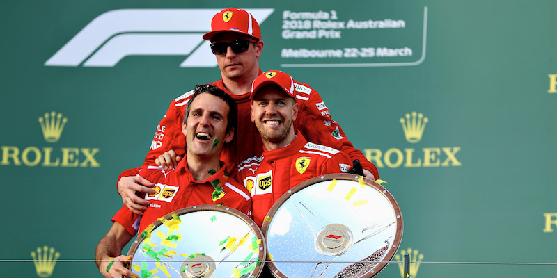 Sebastian Vettel e Kimi Raikkonen sul podio del Gran Premio d'Australia (Mark Thompson/Getty Images)