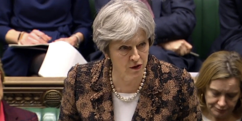 Theresa May durante un recente discorso al Parlamento britannico (AP Wire)