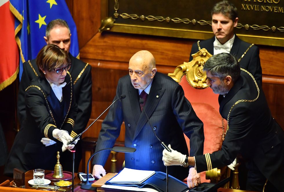 Giorgio Napolitano nell'aula del Senato – Roma, 23 marzo 2018
(ALBERTO PIZZOLI/AFP/Getty Images)