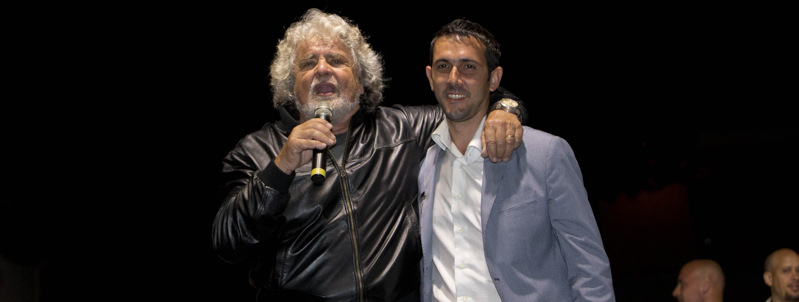 Fabio Fucci con Beppe Grillo. (Ansa)