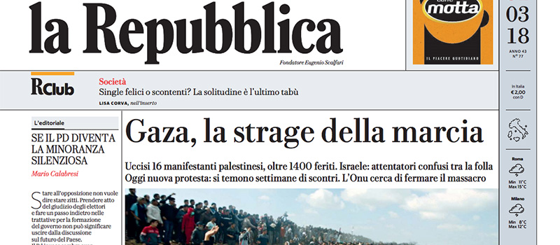 Le prime pagine di sabato 31 marzo 2018
