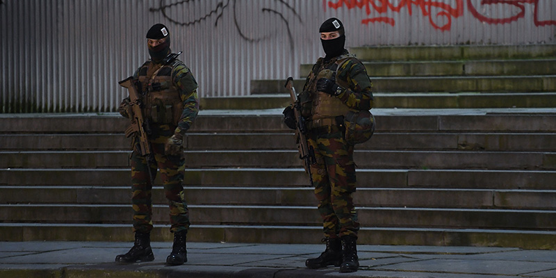 Militari a Bruxelles, 8 febbraio 2018 (EMMANUEL DUNAND/AFP/Getty Images)