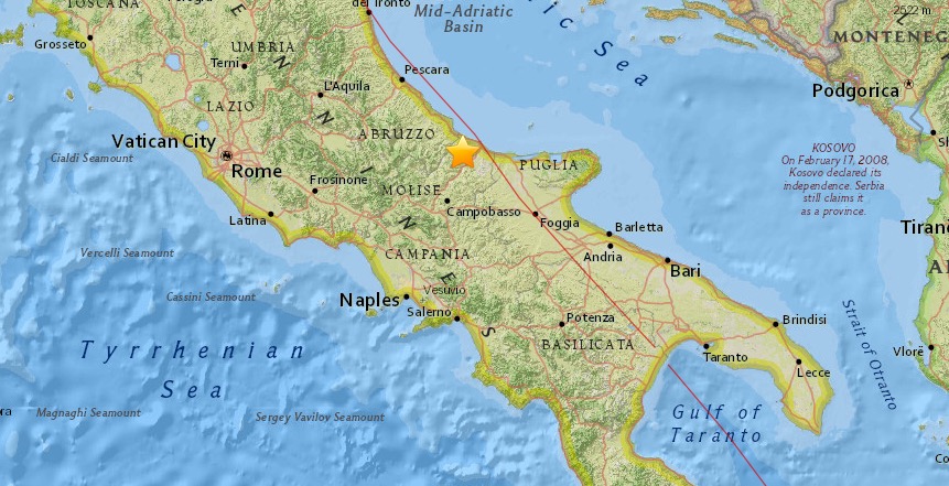 C'è stato un terremoto in Molise di magnitudo 4.2
