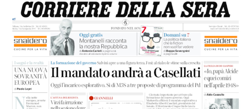 Le prime pagine di mercoledì 18 aprile 2018